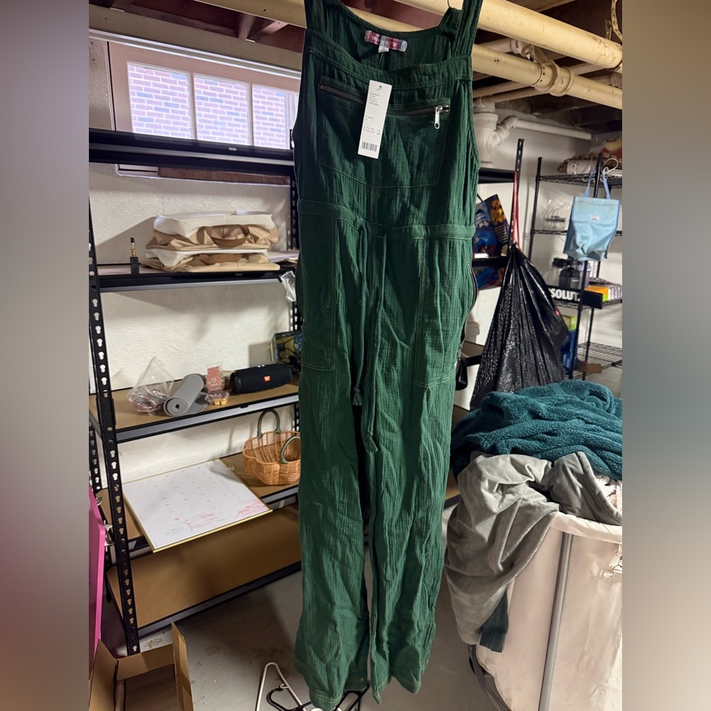 Urban Outfitters Deep Green Wide-Leg Jumpsuit Pants